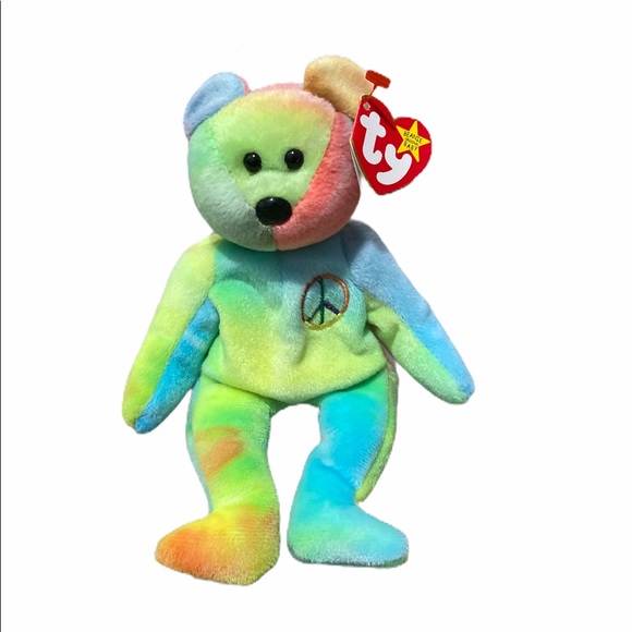 Ty Beanie Babies Peace The Bear Plush - Picture 1 of 3